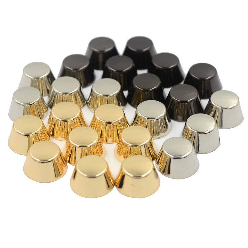 DGOL 30 Sets Mini Small Metal Flat Head Stud Purse Feet Spike Screw Back Purse Luggage Foot Nails Rivets Bottom Brads Include 3 Color - Image 1
